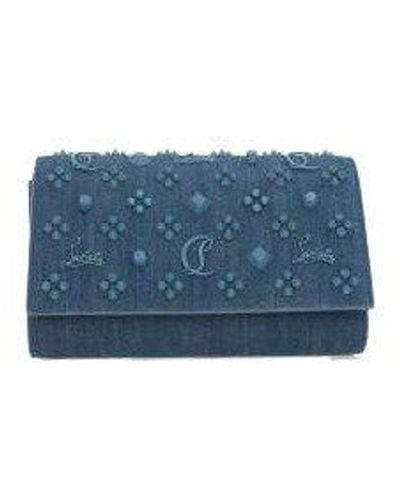 Christian Louboutin Logo Plaque Foldover Top Clutch Bag - Blue