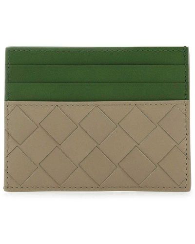 Bottega Veneta Two-tone Leather Card Holder - Green