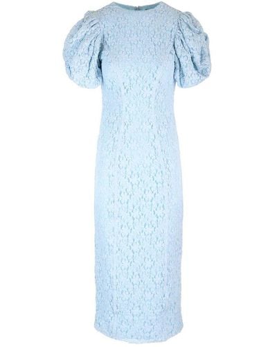 ROTATE BIRGER CHRISTENSEN Fitted Midi Lace Dress - Blue