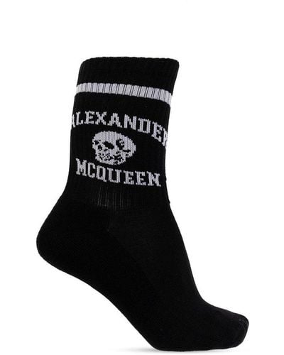 Alexander McQueen Socks With Logo, - Black