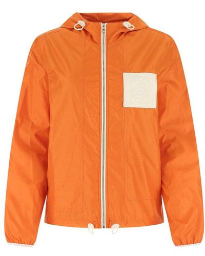 Loewe Logo Patch Hooded Jacket - Orange