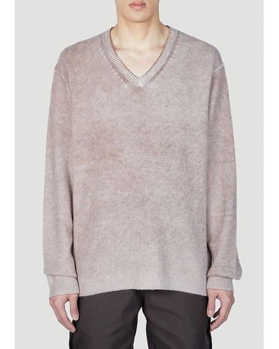 Acne Studios V-neck Knitted Sweater - Gray