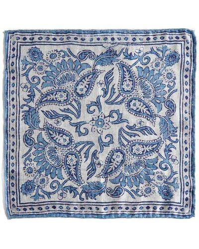 Brunello Cucinelli Print Linen And Silk Pochette - Blue