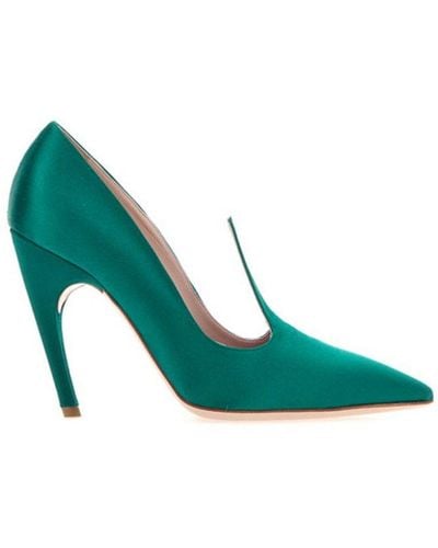 Roger Vivier Pointed Toe Slip-on Court Shoes - Green