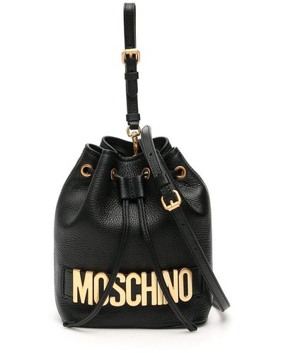 Moschino Logo Mini Bucket Bag - Black