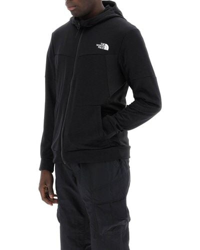 The North Face Logo Embroidered Zip-up Hoodie - Black