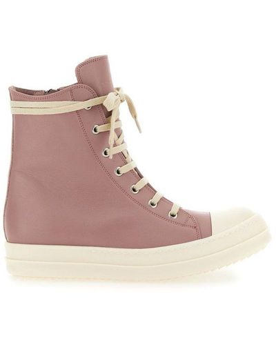 Rick Owens Round-toe High-top Trainers - Pink