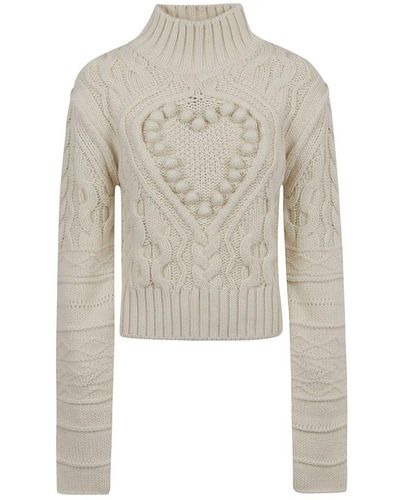 Sportmax Aturie Cable Knit Turtleneck Jumper - White