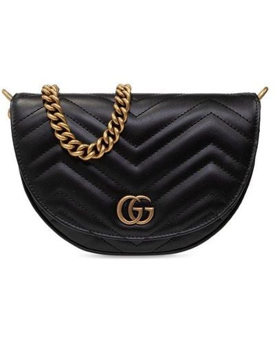 Gucci gg Marmont Brand-plaque Leather Cross-body Bag - Black