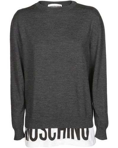 Moschino Branded Panel Sweater - Black