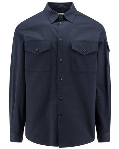 Alexander McQueen Logo Detailed Long-sleeved Shirt - Blue