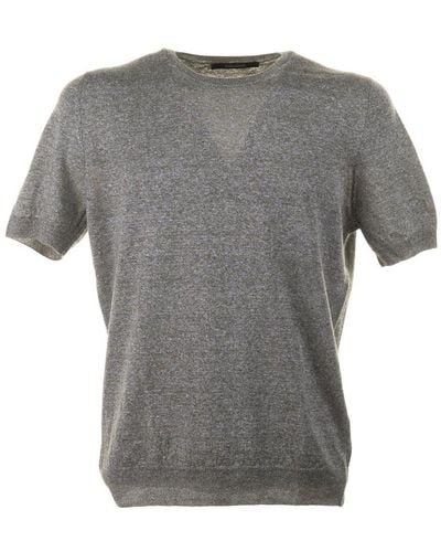 Tagliatore Short-sleeved Fine-knit T-shirt - Grey
