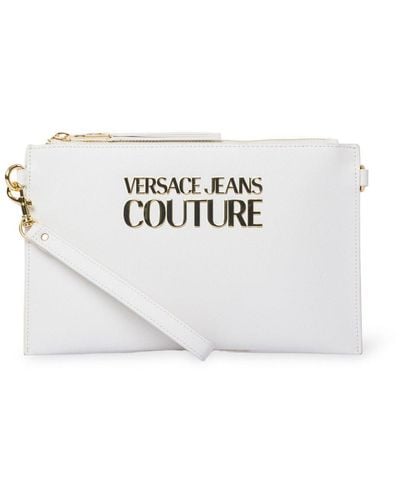 Versace Logo-plaque Zipped Clutch Bag - White