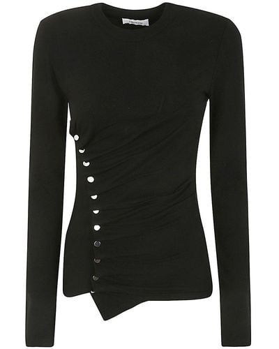 Rabanne Ruched Detailed Asymmetric Top - Black