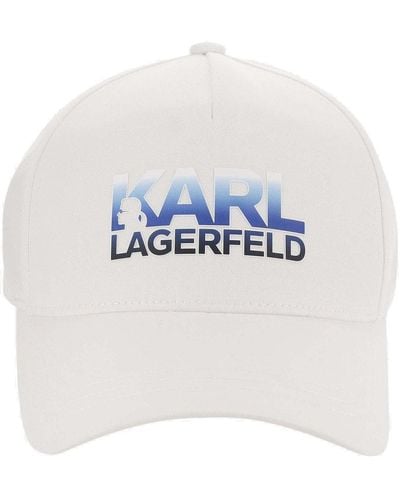 Karl Lagerfeld Logo Printed Baseball Cap - White