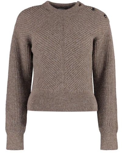 Bottega Veneta Long Sleeve Crew-neck Sweater - Brown