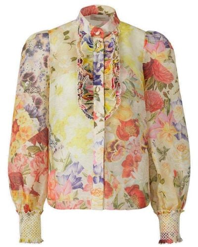 Zimmermann Floral Printed Buttoned Blouse - Metallic