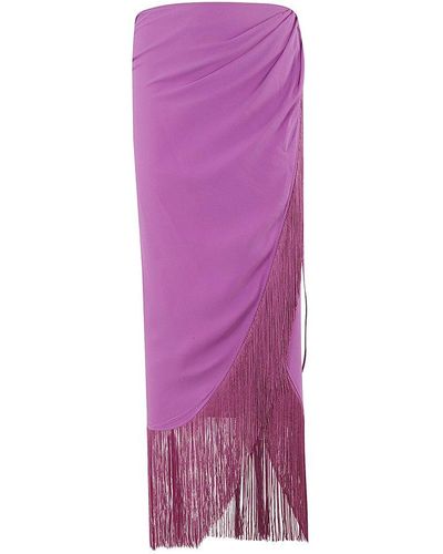 ANDAMANE Jacky Fringed Wrap Midi Skirt - Purple