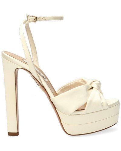 Aquazzura Platform Knotted Ankle Strap Sandals - Natural