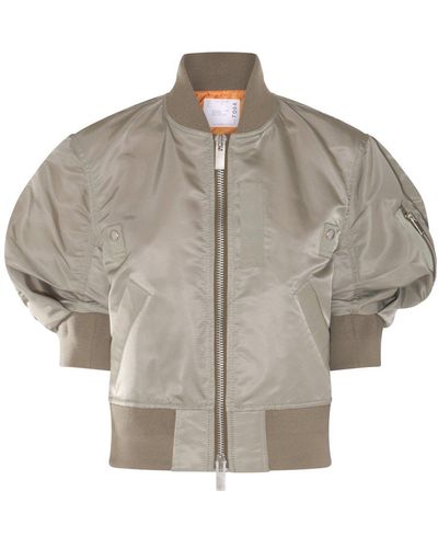 Sacai Light Khaki Nylon Casual Jacket - Grey
