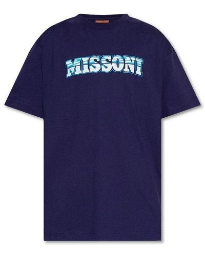 Missoni T-shirt With Logo - Blue