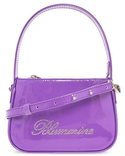 Blumarine Logo Embellished Zipped Tote Bag - Purple