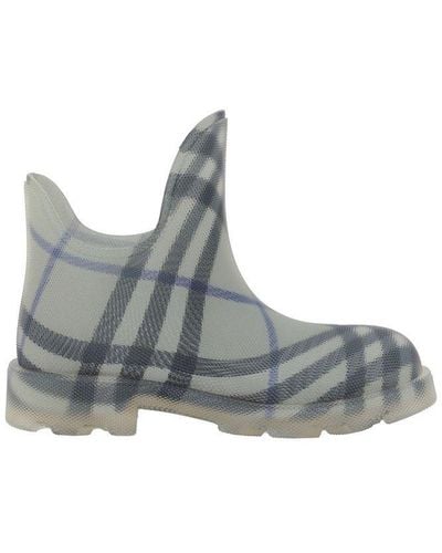 Burberry Marsh Checked Square-toe Ankle Boots - Grey