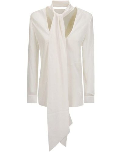 Helmut Lang Scarf Detailed Blouse - White