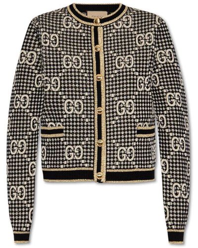 Gucci Monogrammed Knit Cardigan - Black