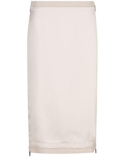 Fendi Logo Patch Midi Pencil Skirt - White