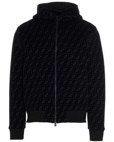 Fendi Ff Motif Hooded Jacket - Black