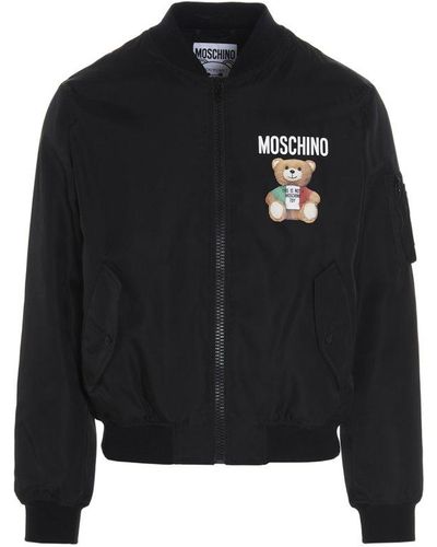 Moschino Teddy Bear Print Bomber Jacket - Black