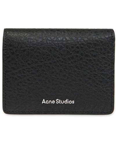 Acne Studios Logo Detailed Bi-fold Card Case - Black