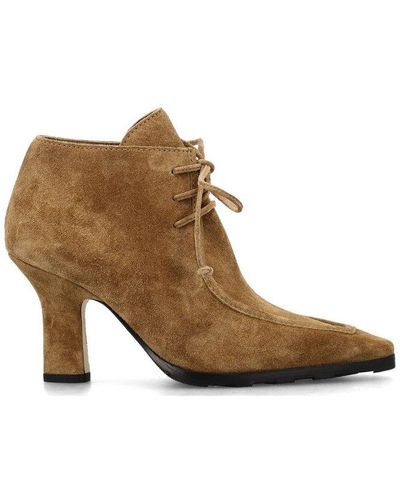 Burberry Pointed-toe Heeled Lace-up Boots - Brown