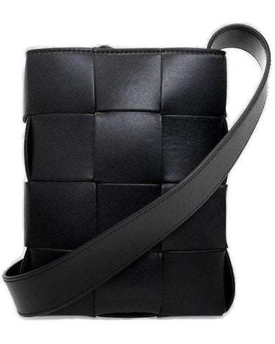 Bottega Veneta Interwoven Leather Phone Case - Black