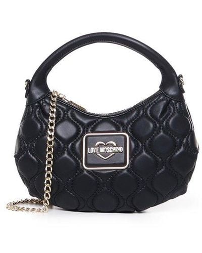 Love Moschino Quilted Tote Bag With Logo Plaque - Blue