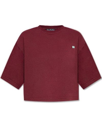 Acne Studios Face Logo Patch Cropped T-shirt - Red