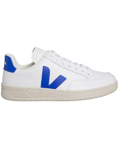 Veja V-12 Low-top Leather Trainers - Blue