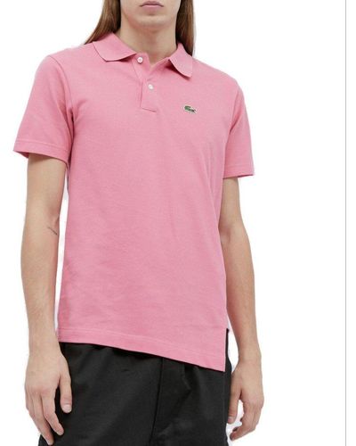 Comme des Garçons X Lacoste Asymmetric-hem Polo Shirt - Pink