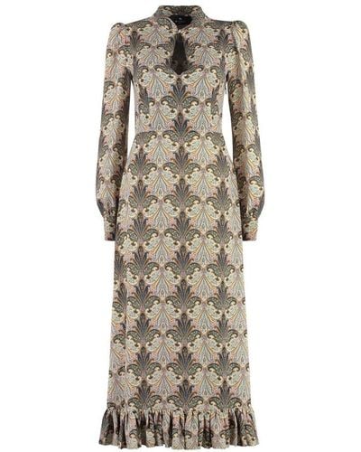 Etro Paisley Printed Midi Dresss - Natural