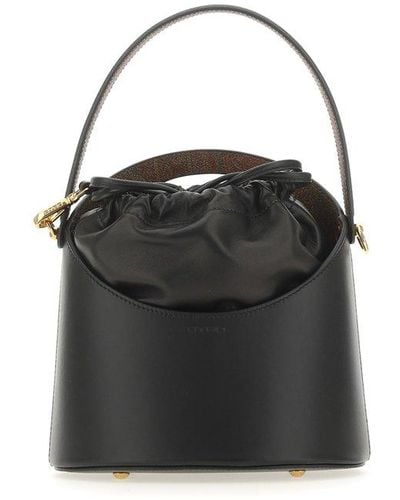 Etro Drawstring Saturno Bucket Bag - Black