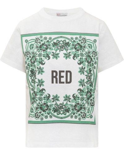 RED Valentino Red Logo Printed Crewneck T-shirt - Green