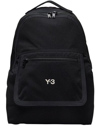 Y-3 Logo Printed Zipped Backpack - Black