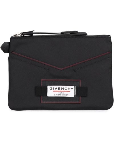 Givenchy Logo Patch Zip-up Clutch Bag - Black