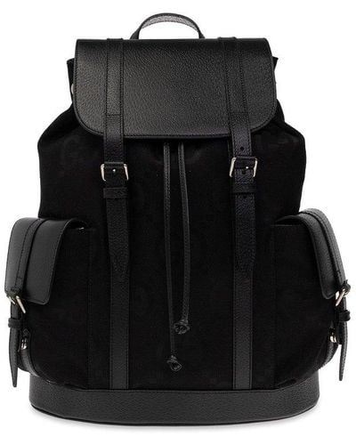 Gucci Monogram Raffia Backpack - Black