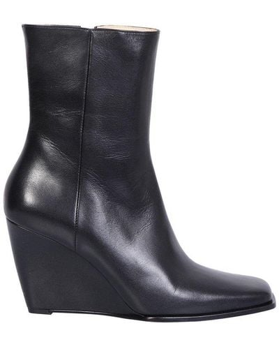 Wandler Squared-toe Ankle Boots - Black