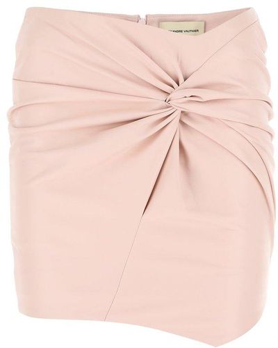 Alexandre Vauthier Powder Pink Nappa Leather Mini Skirt