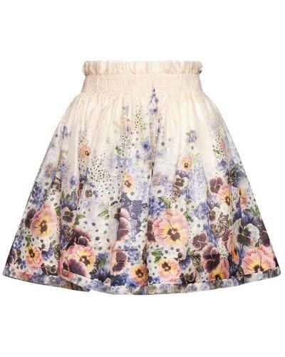 Zimmermann Tama Floral-printed Mini Skirt - White
