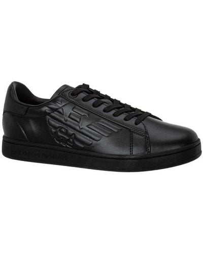 EA7 Logo Leather Sneakers - Black