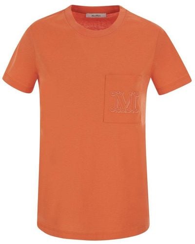 Max Mara Valido Logo Embroidered Crewneck T-shirt - Orange
